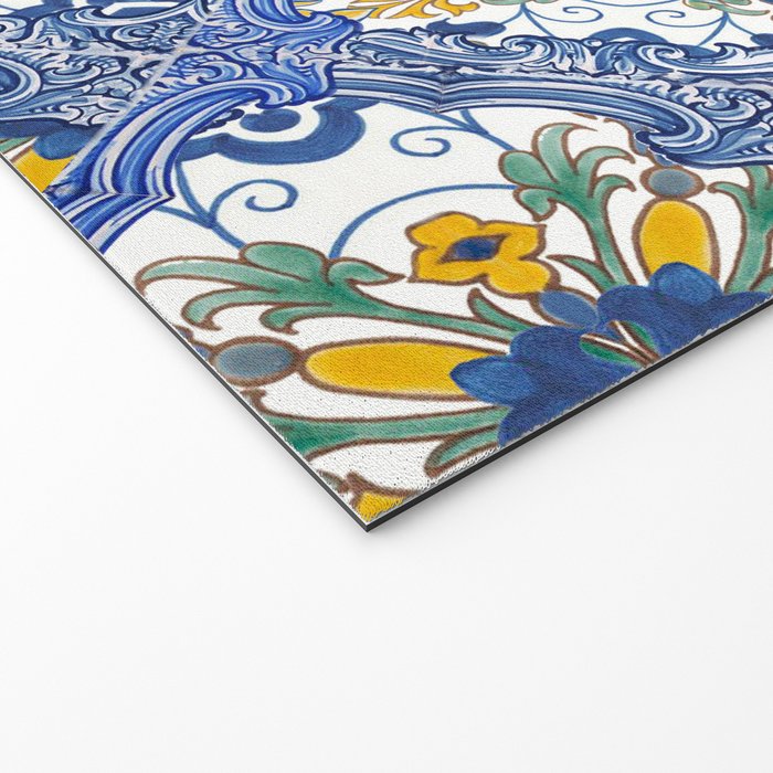 Blue ceramic maiolica tiles, yellow flowers and butterflies Welcome Mat Gallery Image 2