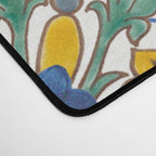 Blue ceramic maiolica tiles, yellow flowers and butterflies Desk Mat Gallery Image 4