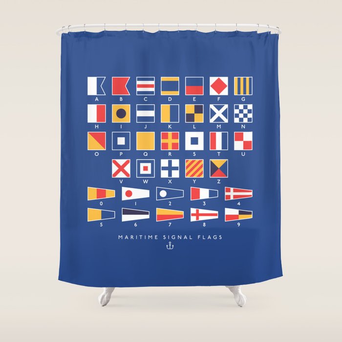 Maritime Nautical Signal Flags Chart - Navy Shower Curtain Gallery Image 1