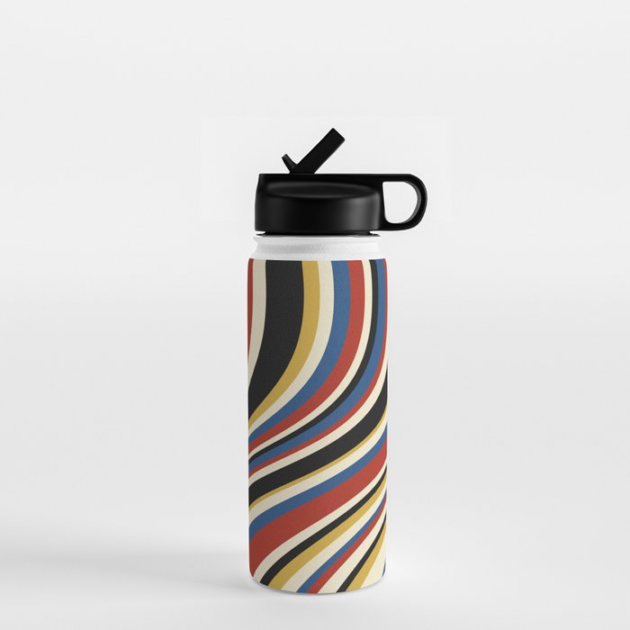 Wavy Stripes IX - Bauhaus Palette Water Bottle Gallery Image 1