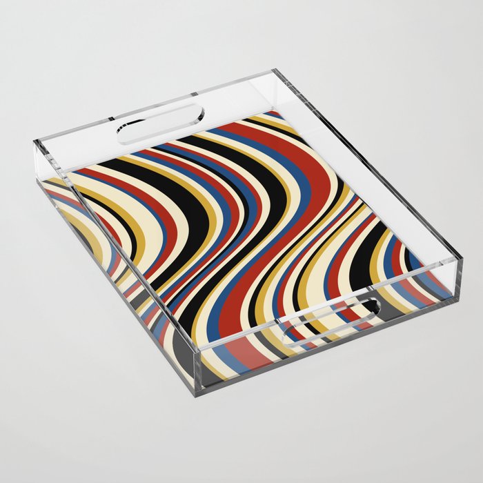 Wavy Stripes IX - Bauhaus Palette Acrylic Tray Gallery Image 1