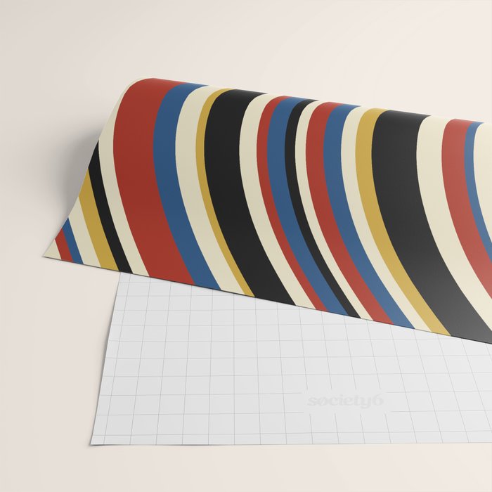 Wavy Stripes IX - Bauhaus Palette Wrapping Paper Gallery Image 2