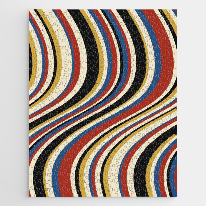 Wavy Stripes IX - Bauhaus Palette Jigsaw Puzzle Gallery Image 1