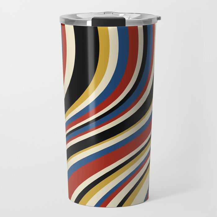 Wavy Stripes IX - Bauhaus Palette Travel Mug Gallery Image 1