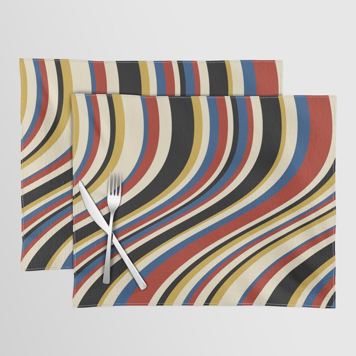 Wavy Stripes IX - Bauhaus Palette Placemat Gallery Image 1