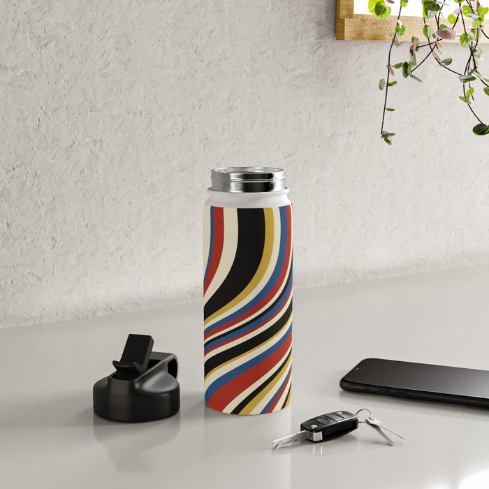 Wavy Stripes IX - Bauhaus Palette Water Bottle Gallery Image 4