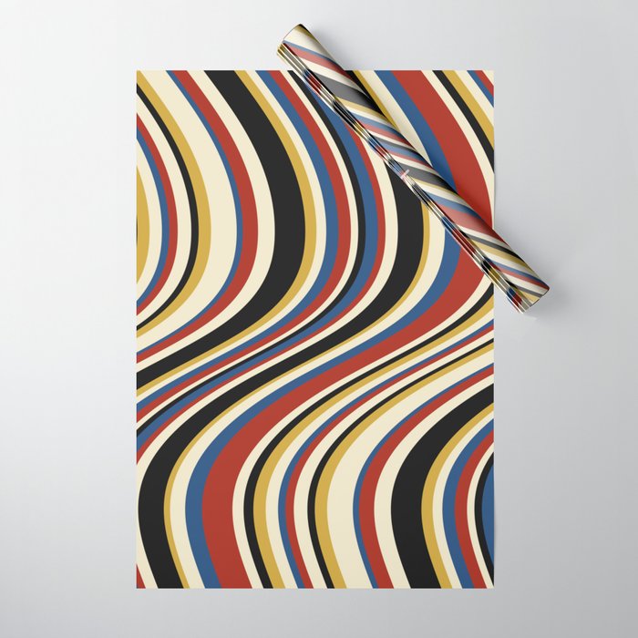 Wavy Stripes IX - Bauhaus Palette Wrapping Paper Gallery Image 1