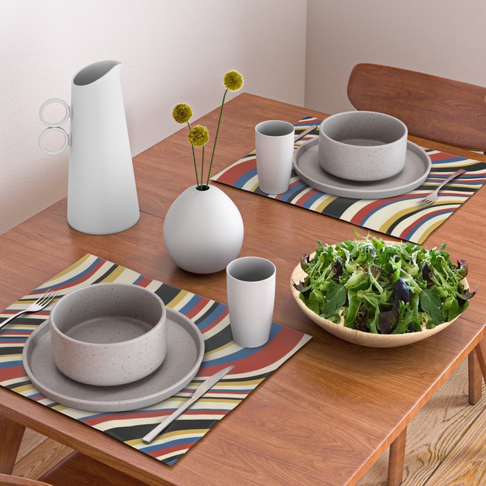 Wavy Stripes IX - Bauhaus Palette Placemat Gallery Image 2