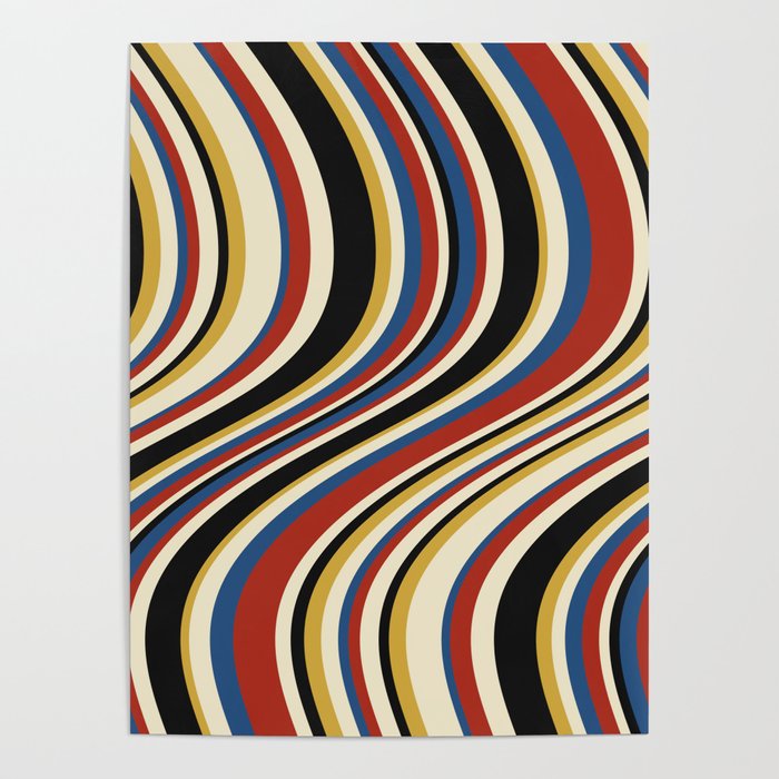 Wavy Stripes IX - Bauhaus Palette Poster Gallery Image 1