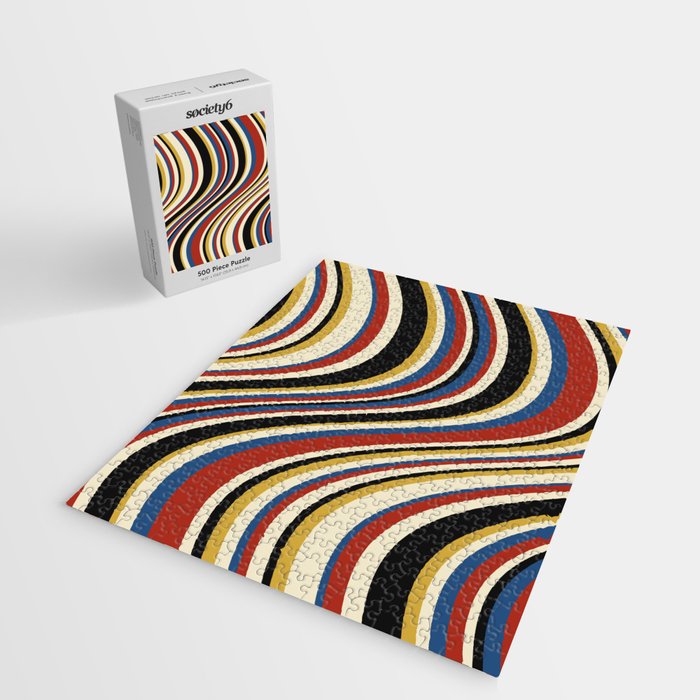 Wavy Stripes IX - Bauhaus Palette Jigsaw Puzzle Gallery Image 2