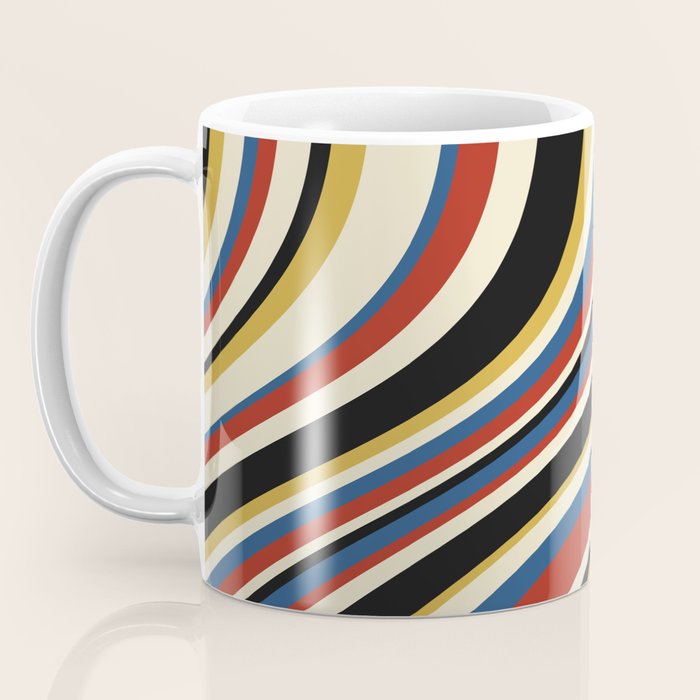 Wavy Stripes IX - Bauhaus Palette Coffee Mug Gallery Image 3
