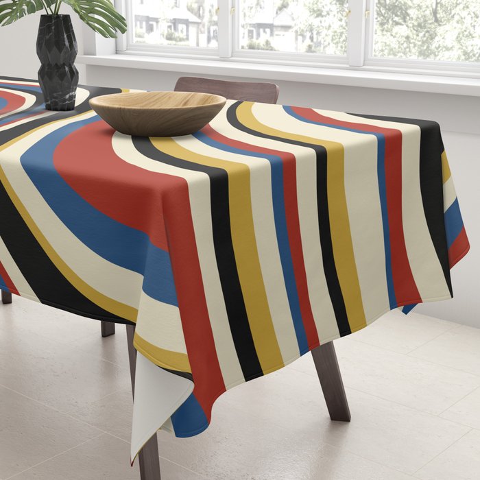 Wavy Stripes IX - Bauhaus Palette Tablecloth Gallery Image 3