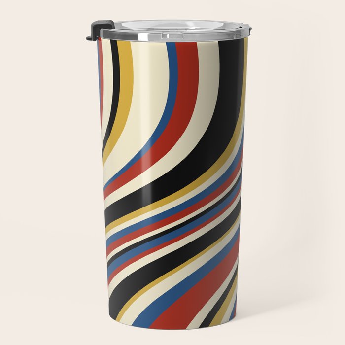 Wavy Stripes IX - Bauhaus Palette Travel Mug Gallery Image 3