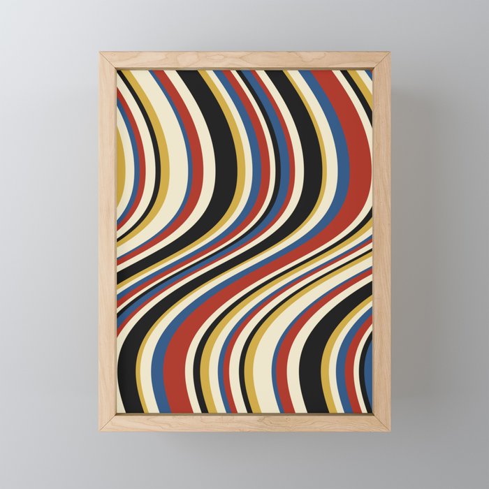 Wavy Stripes IX - Bauhaus Palette Mini Art Print Gallery Image 1