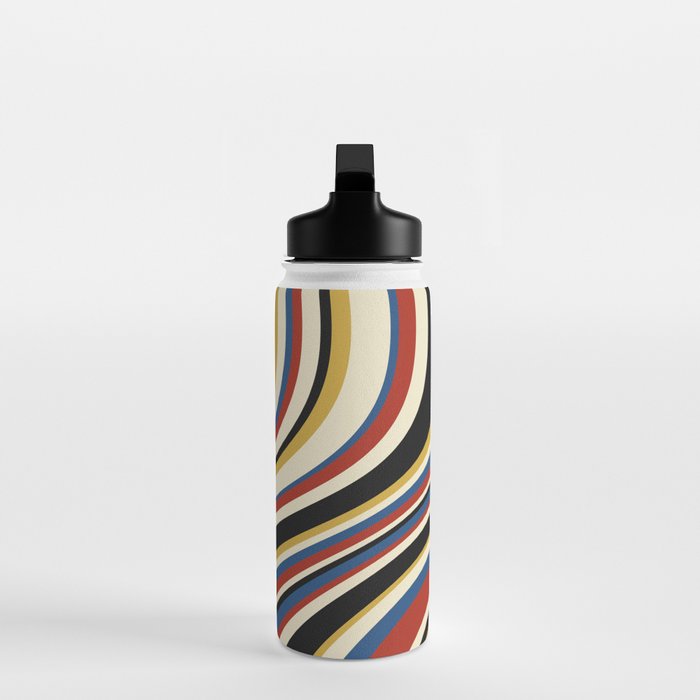 Wavy Stripes IX - Bauhaus Palette Water Bottle Gallery Image 3