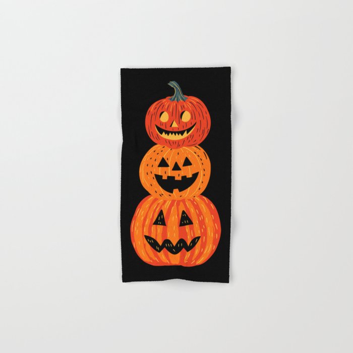 Happy halloween pumpkin jack o lantern art Bath Towel Gallery Image 1