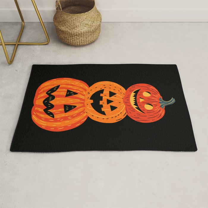Happy halloween pumpkin jack o lantern art Rug Gallery Image 1