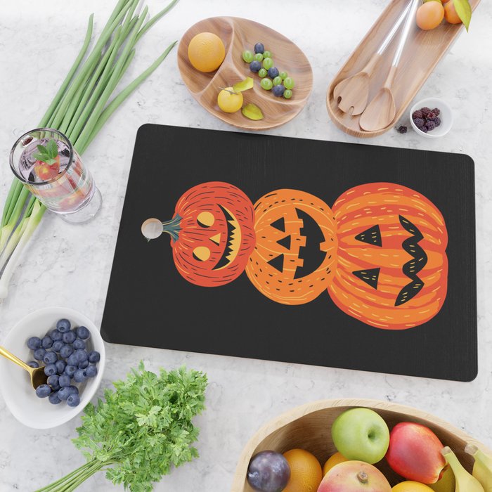 Happy halloween pumpkin jack o lantern art Cutting Board Gallery Image 2