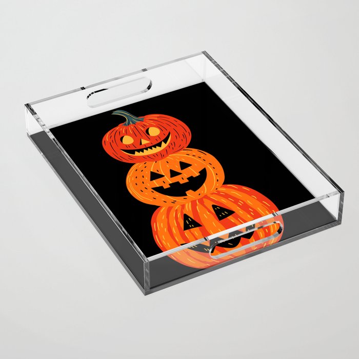 Happy halloween pumpkin jack o lantern art Acrylic Tray Gallery Image 1