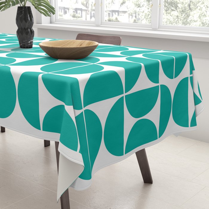 Mid Century Modern Geometric 04 Turquoise Tablecloth Gallery Image 3