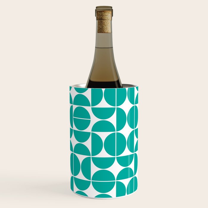 Mid Century Modern Geometric 04 Turquoise Wine Chiller Gallery Image 1