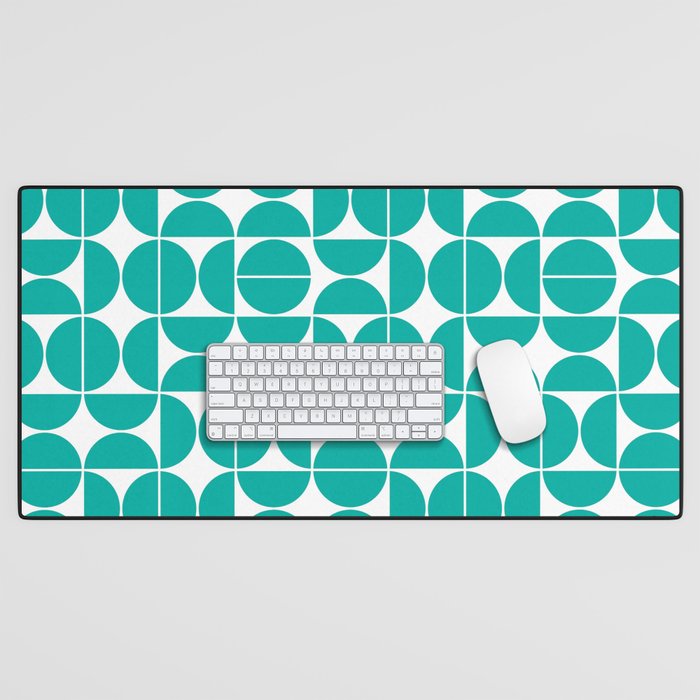 Mid Century Modern Geometric 04 Turquoise Desk Mat Gallery Image 1