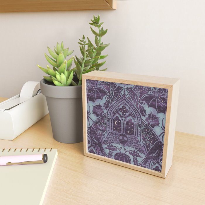 Gothic Halloween Damask - moonlight violet  Mini Art Print Gallery Image 2