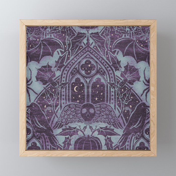 Gothic Halloween Damask - moonlight violet  Mini Art Print Gallery Image 1
