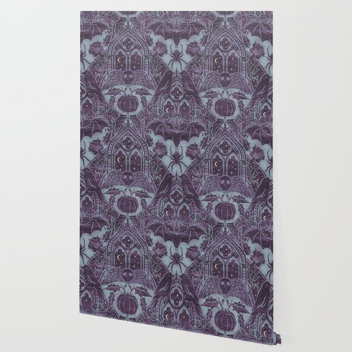 Gothic Halloween Damask - moonlight violet  Wallpaper Gallery Image 2