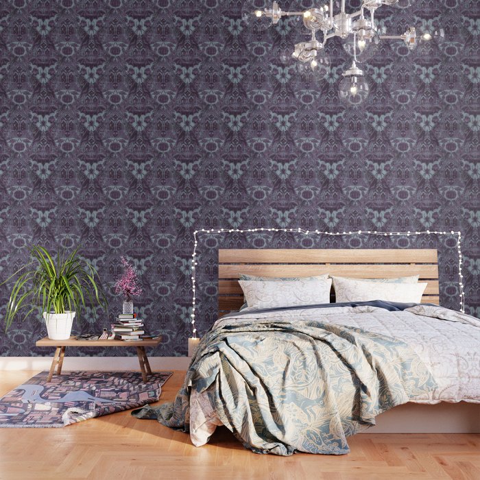 Gothic Halloween Damask - moonlight violet  Wallpaper Gallery Image 3