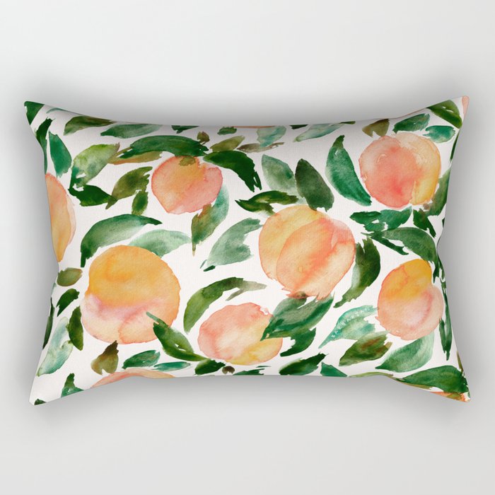 GEORGIA PEACHES Watercolor Peach Print Rectangular Pillow Gallery Image 2