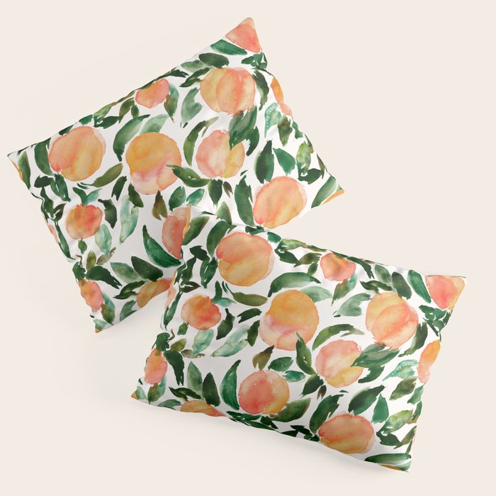 GEORGIA PEACHES Watercolor Peach Print Pillow Sham Gallery Image 3