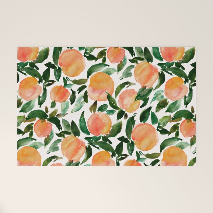 GEORGIA PEACHES Watercolor Peach Print Welcome Mat Gallery Image 1