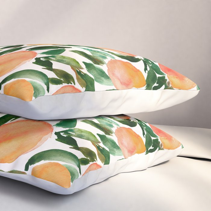 GEORGIA PEACHES Watercolor Peach Print Pillow Sham Gallery Image 3