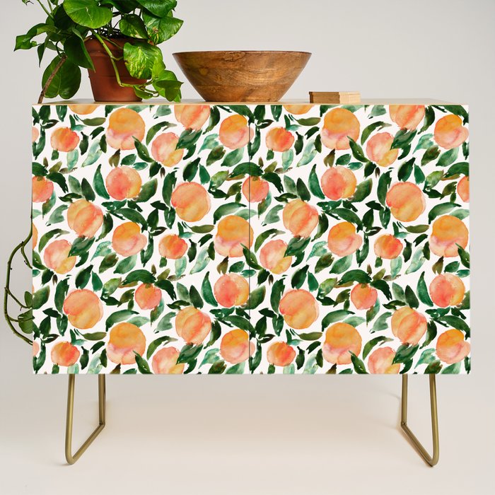 GEORGIA PEACHES Watercolor Peach Print Credenza Gallery Image 1