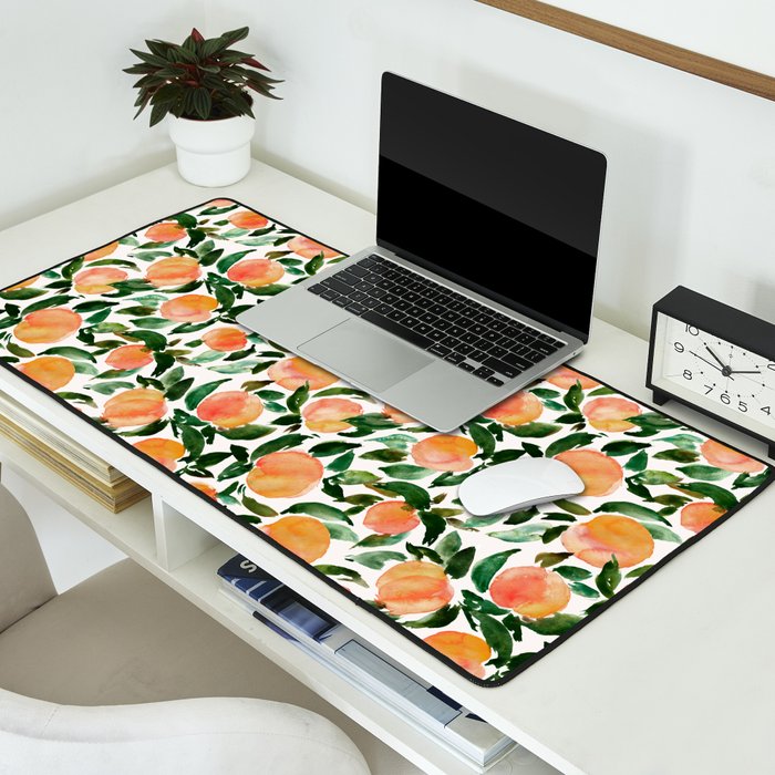 GEORGIA PEACHES Watercolor Peach Print Desk Mat Gallery Image 2