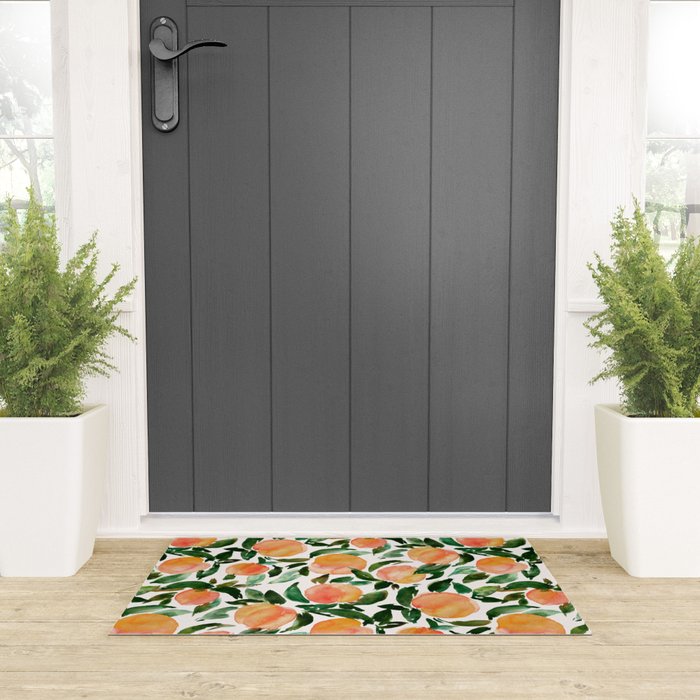 GEORGIA PEACHES Watercolor Peach Print Welcome Mat Gallery Image 3
