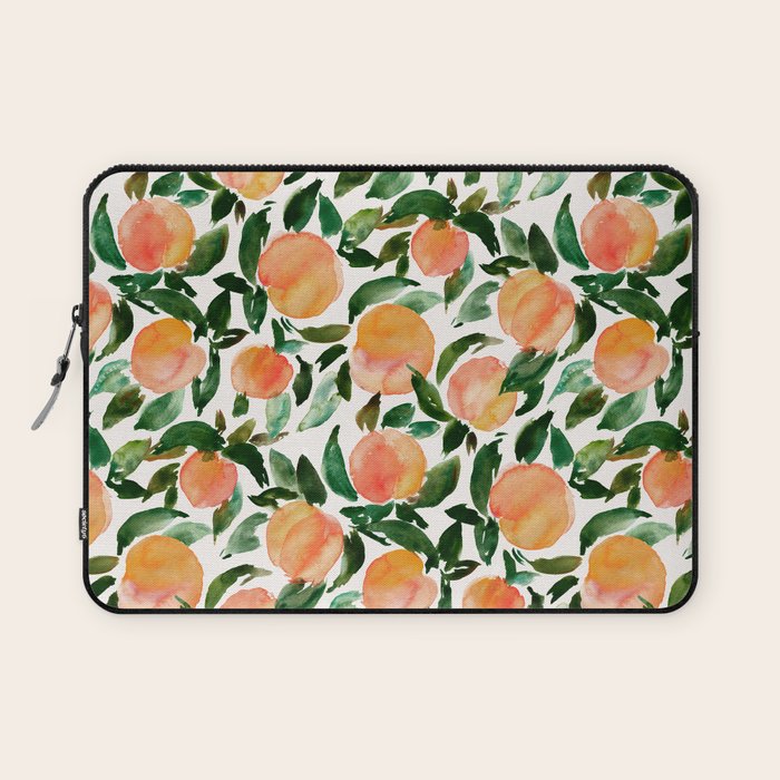 GEORGIA PEACHES Watercolor Peach Print Laptop Sleeve Gallery Image 1