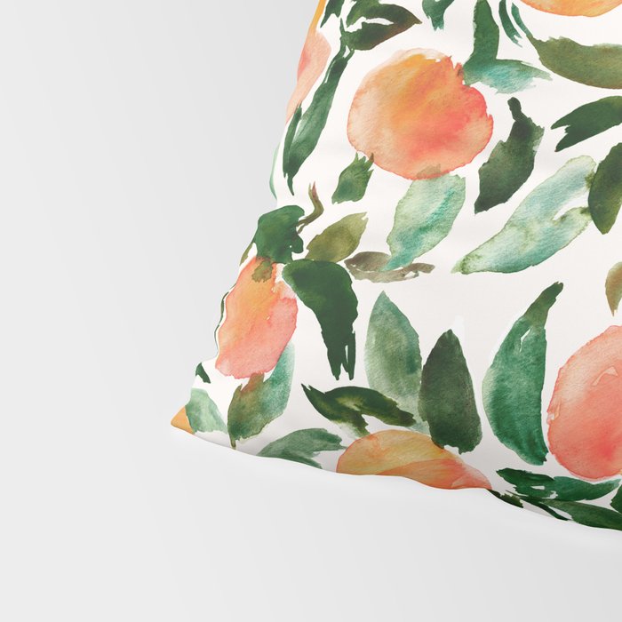 GEORGIA PEACHES Watercolor Peach Print Pillow Sham Gallery Image 4