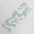 Retro Liquid Swirl Abstract Pattern in Pale Blue-Gray and White Yoga Mat Gallery Image 1