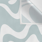 Retro Liquid Swirl Abstract Pattern in Pale Blue-Gray and White Wall Tapestry Gallery Image 3