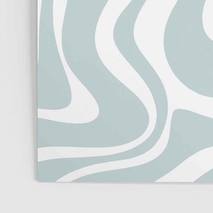 Retro Liquid Swirl Abstract Pattern in Pale Blue-Gray and White Poster Gallery Image 3