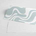 Retro Liquid Swirl Abstract Pattern in Pale Blue-Gray and White Wrapping Paper Gallery Image 2