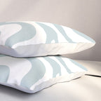 Retro Liquid Swirl Abstract Pattern in Pale Blue-Gray and White Pillow Sham Gallery Image 3