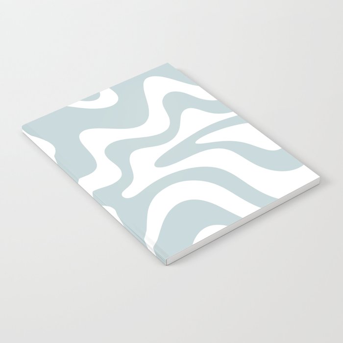 Retro Liquid Swirl Abstract Pattern in Pale Blue-Gray and White Notebook Gallery Image 1