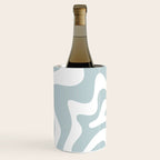 Retro Liquid Swirl Abstract Pattern in Pale Blue-Gray and White Wine Chiller Gallery Image 1