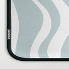 Retro Liquid Swirl Abstract Pattern in Pale Blue-Gray and White Laptop Sleeve Gallery Image 3