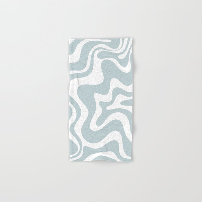 Retro Liquid Swirl Abstract Pattern in Pale Blue-Gray and White Bath Towel Gallery Image 1