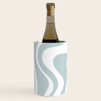 Retro Liquid Swirl Abstract Pattern in Pale Blue-Gray and White Wine Chiller Gallery Image 2