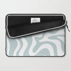 Retro Liquid Swirl Abstract Pattern in Pale Blue-Gray and White Laptop Sleeve Gallery Image 2